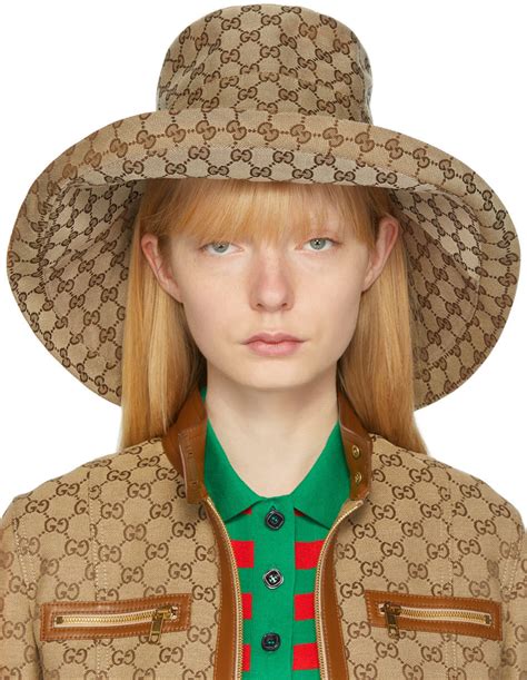 beach hat gucci|gg canvas wide brim hat.